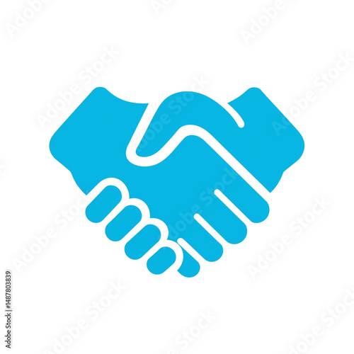 Obraz na płótnie Blue handshake icon isolated on white background w salonie