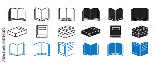 Set of book icon collection. Black book symbol set. Book icon vector. Illustration eps 10
