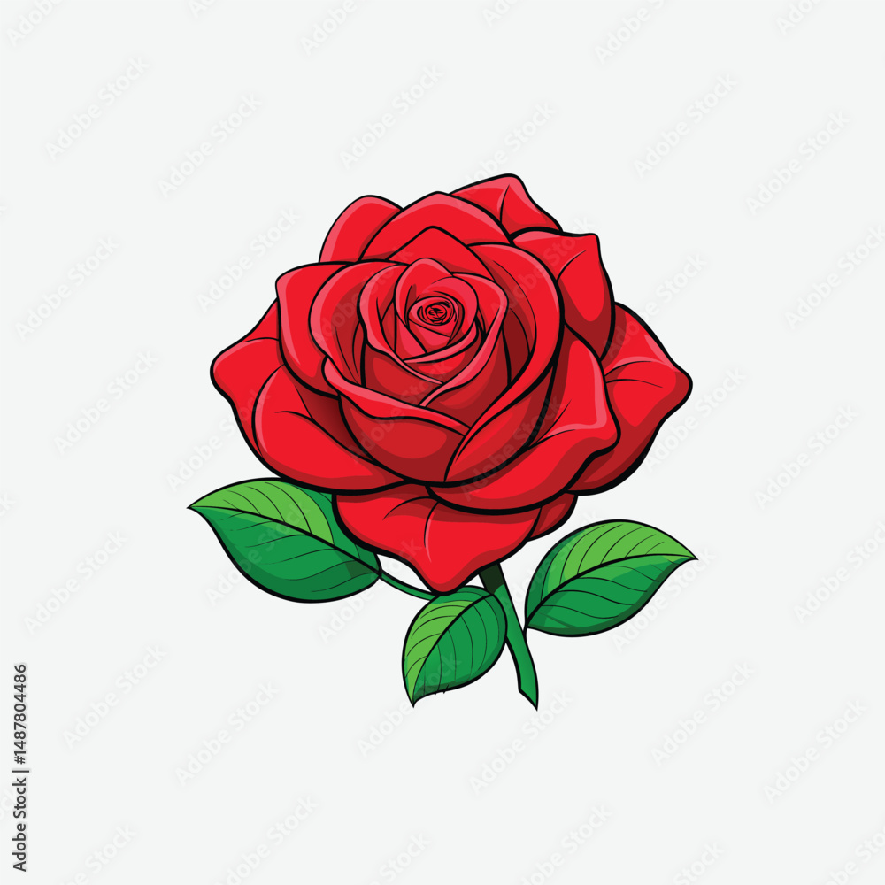 High-Definition Red Rose Botanical Illustration - Realistic, Vibrant, and Intricate Digital Art High-Definition Red Rose Botanical Illustration - Realistic, Vibrant, and Intricate Digital Art
