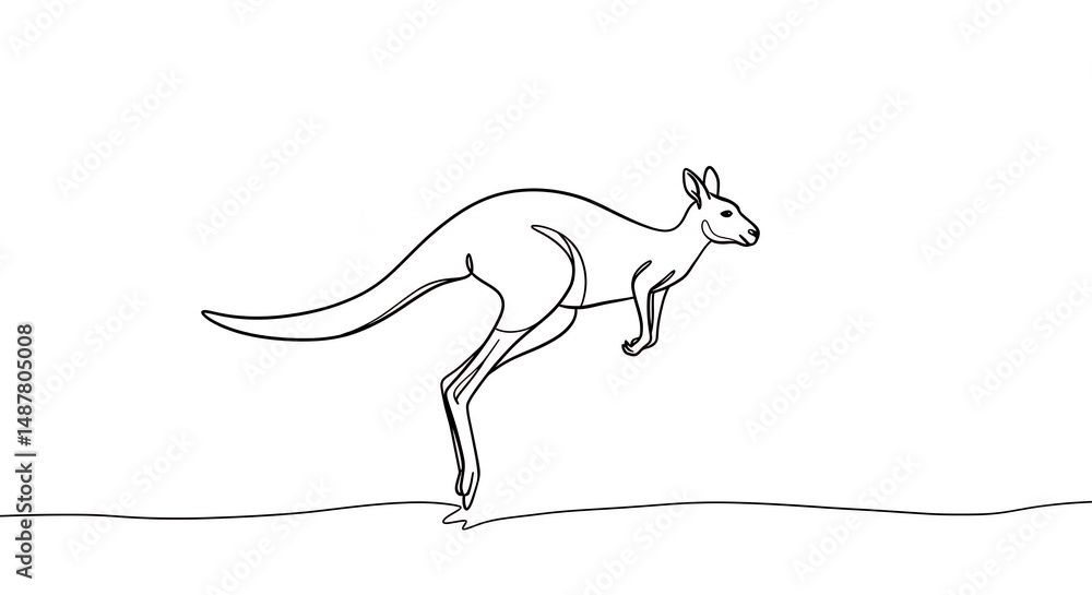 Fototapeta premium One line kangaroo jumping