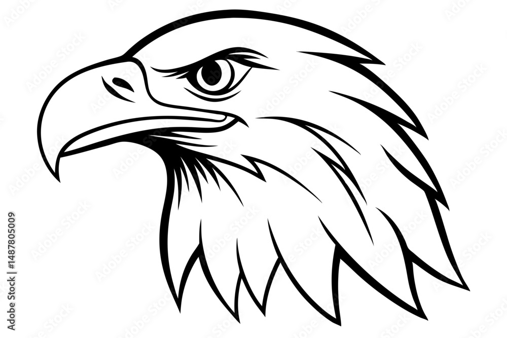Obraz premium eagle head silhouette line art vector illustration with a white background
