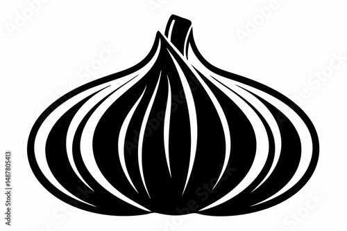 garlic silhouette line art vector illustration with a white background
