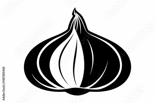 garlic silhouette line art vector illustration with a white background