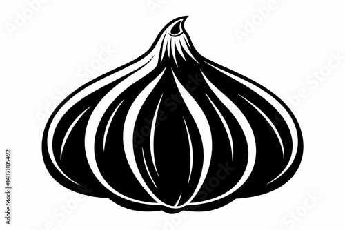 garlic silhouette line art vector illustration with a white background
