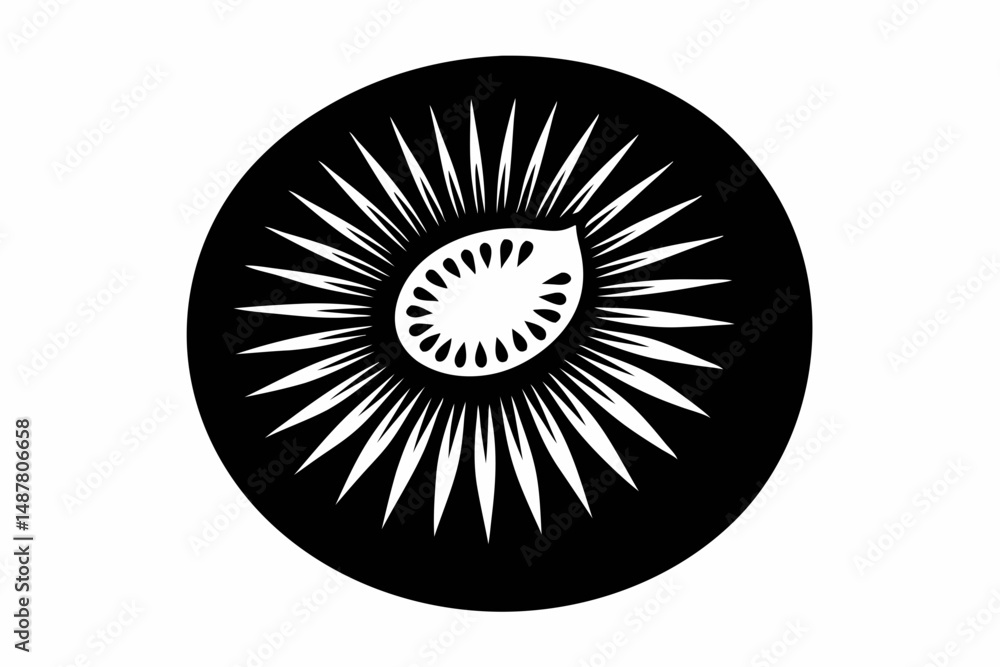 kiwi fruit silhouette line art vector illustration with a white background kiwi fruit silhouette line art vector illustration with a white background