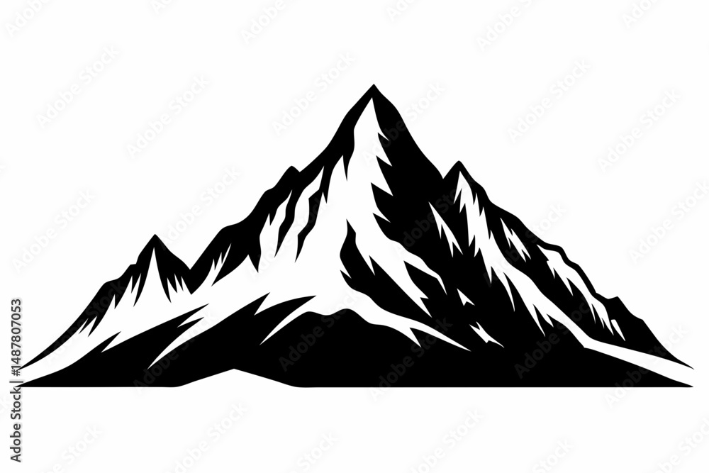 Fototapeta premium mountain silhouette line art vector illustration with a white background