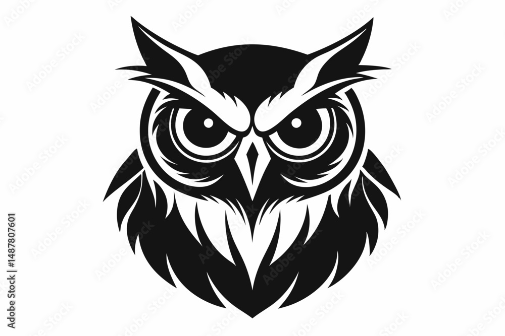 owl head silhouette line art vector illustration with a white background owl head silhouette line art vector illustration with a white background