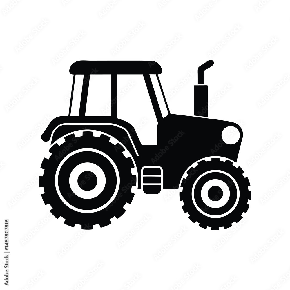 Obraz premium Flat and Minimal Tractor icon vector illustration isolated on white background