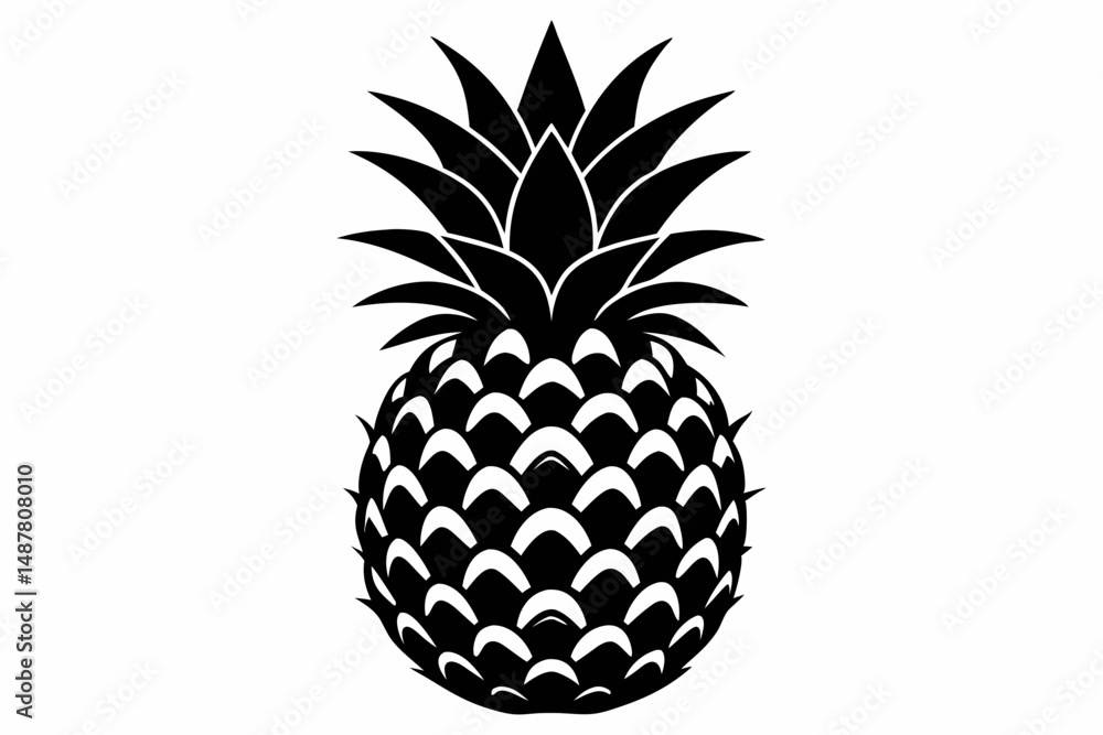Fototapeta premium pineapple silhouette line art vector illustration with a white background