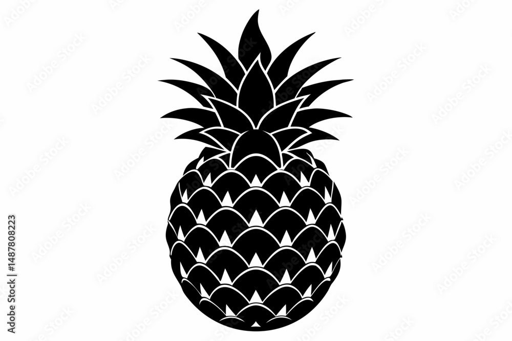 Obraz premium pineapple silhouette line art vector illustration with a white background