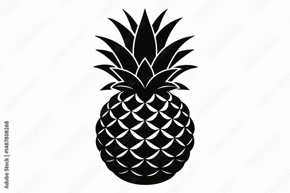 Obraz premium pineapple silhouette line art vector illustration with a white background