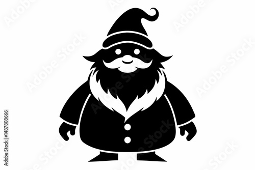 santa claus silhouette line art vector illustration with a white background