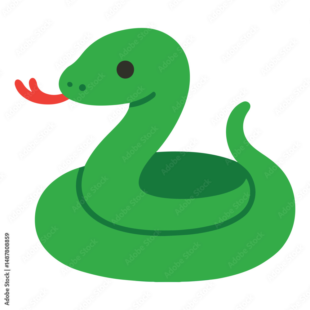 Fototapeta premium Zoo Green Snake illustration, Colorful Green Snake vector, Colorful Safari Animal Clipart, Animal design sublimation 