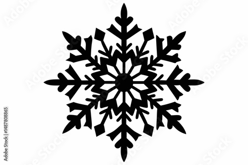 snowflakes silhouette line art vector illustration with a white background