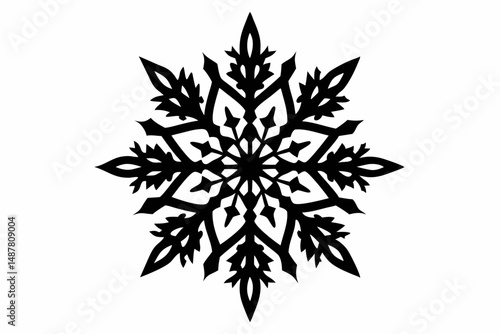 snowflakes silhouette line art vector illustration with a white background