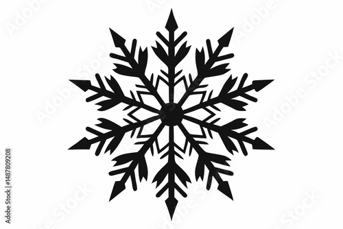 snowflakes silhouette line art vector illustration with a white background