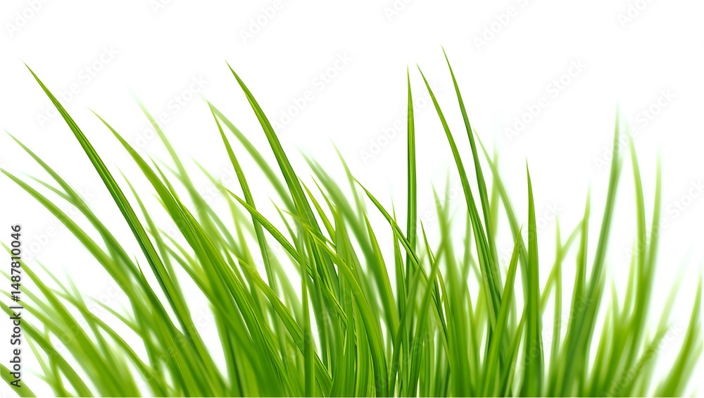 Obraz premium Close-Up of Ornamental Grass Swaying in the Wind Isolated on White Background – AI Generated Botanical Illustration