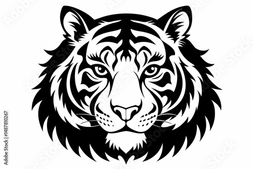 tiger head vector on white background