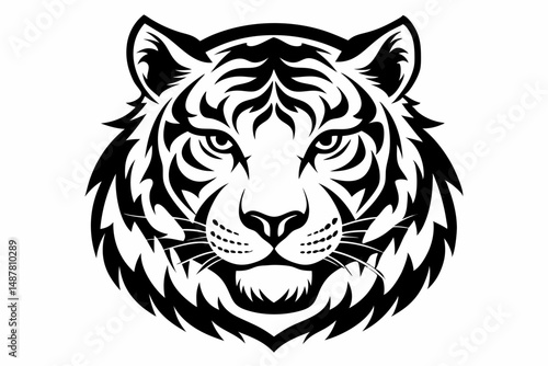 tiger head vector on white background