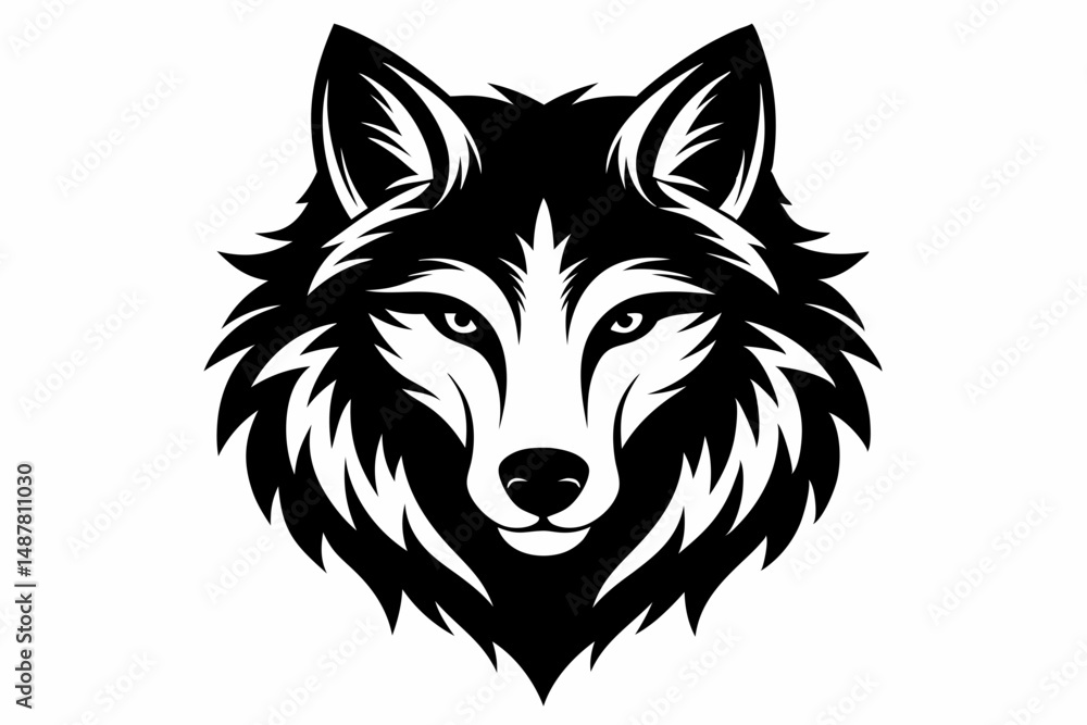 Naklejka premium wolf head vector on white background