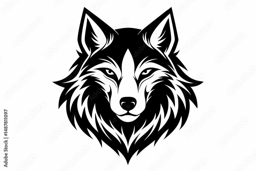 Naklejka premium wolf head vector on white background