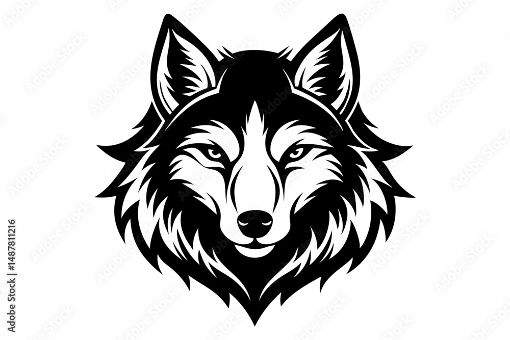Naklejka premium wolf head vector on white background