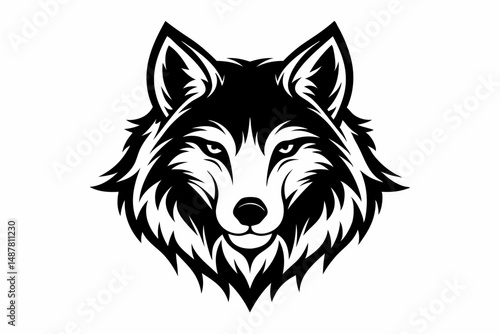 wolf head vector on white background