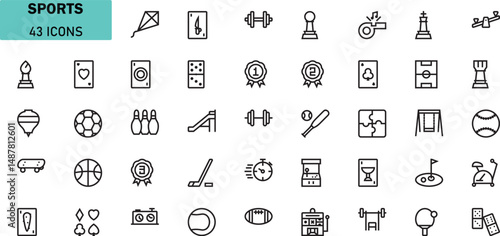 Sports Vector Pack. 43 Thin Line Game and Competition Icons