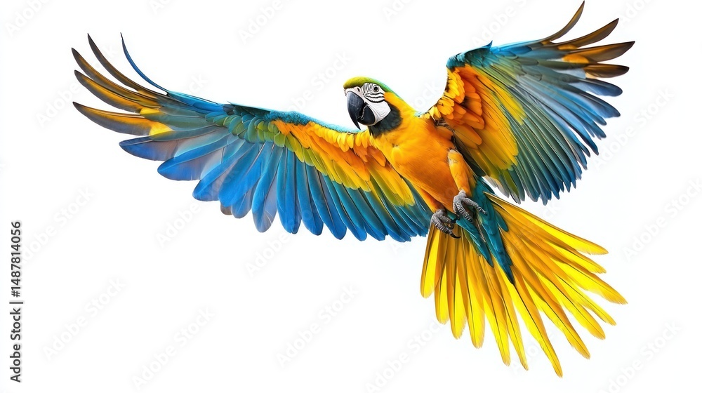 Obraz premium Colorful macaw in flight