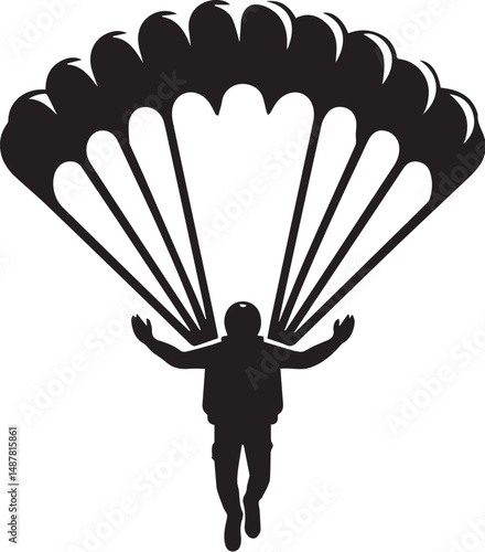 Black and white vector of a skydiver