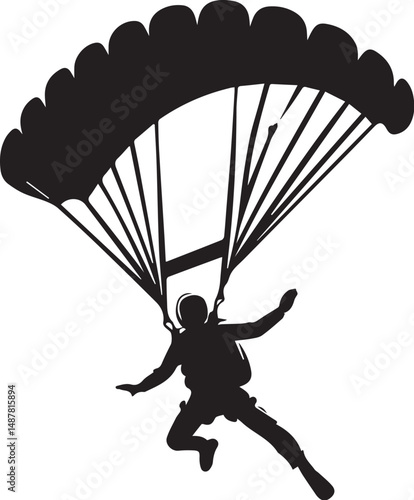 Black and white vector of a skydiver