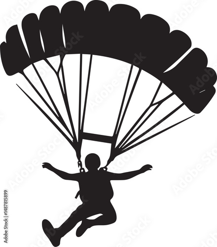 Black and white vector of a skydiver