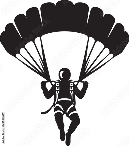 Black and white vector of a skydiver