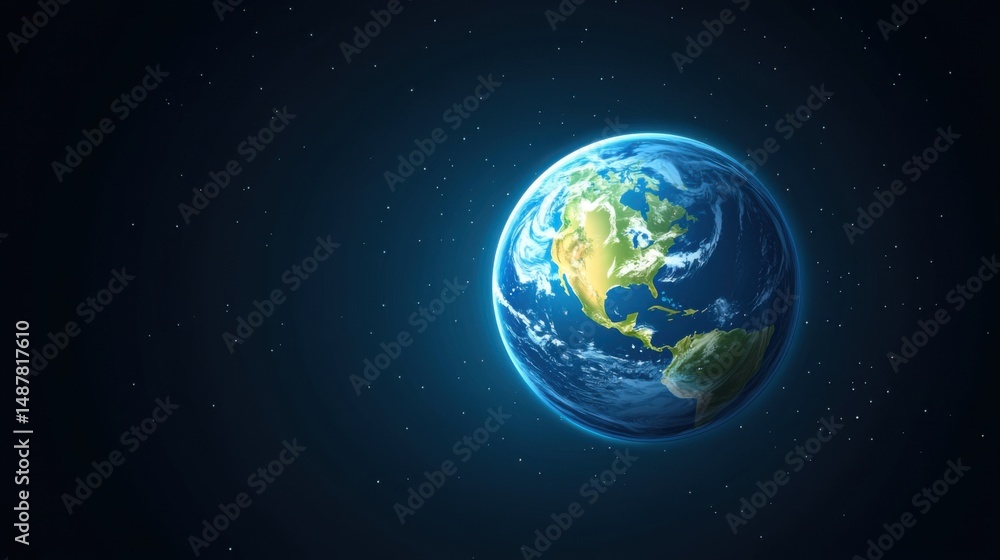 Obraz premium Stunning Earth Globe View from Space with Soft Blue and Green Color Palette