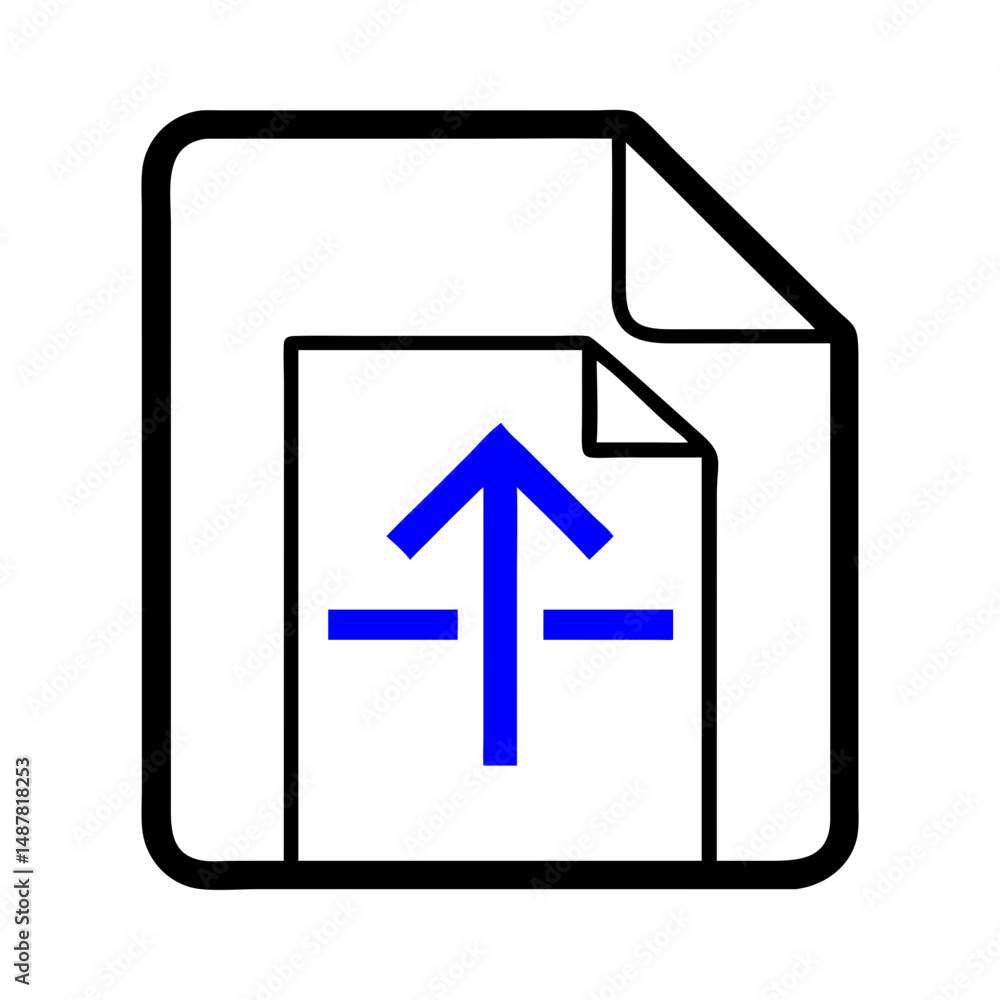 Document with blue export arrows pointing up and out Document with blue export arrows pointing up and out