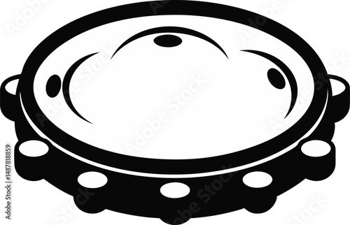 Tambourine With Jingles Silhouette Vector Illustration