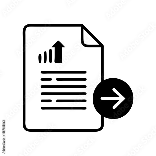 Export document with upward arrow and black circular icon