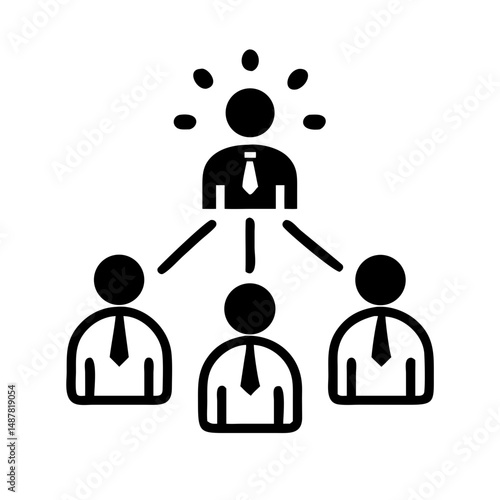 Flat hierarchy structure with leader above three team members