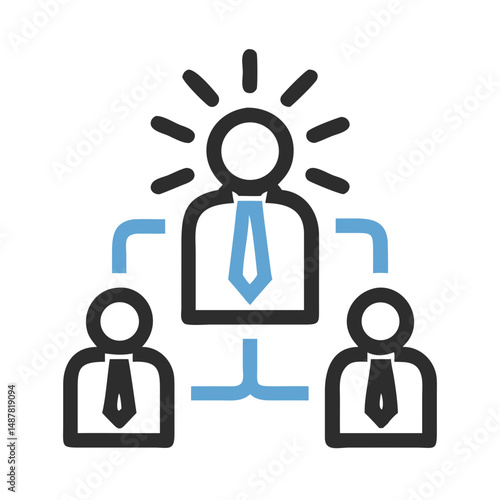 Business team structure with main leader connected to group