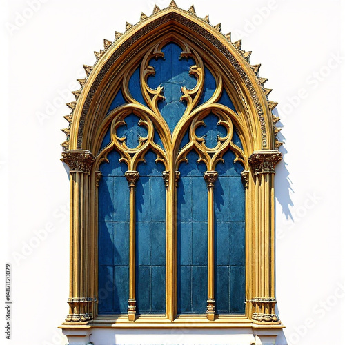 Gothic Revival illustration of a cathedral window with intricate tracery