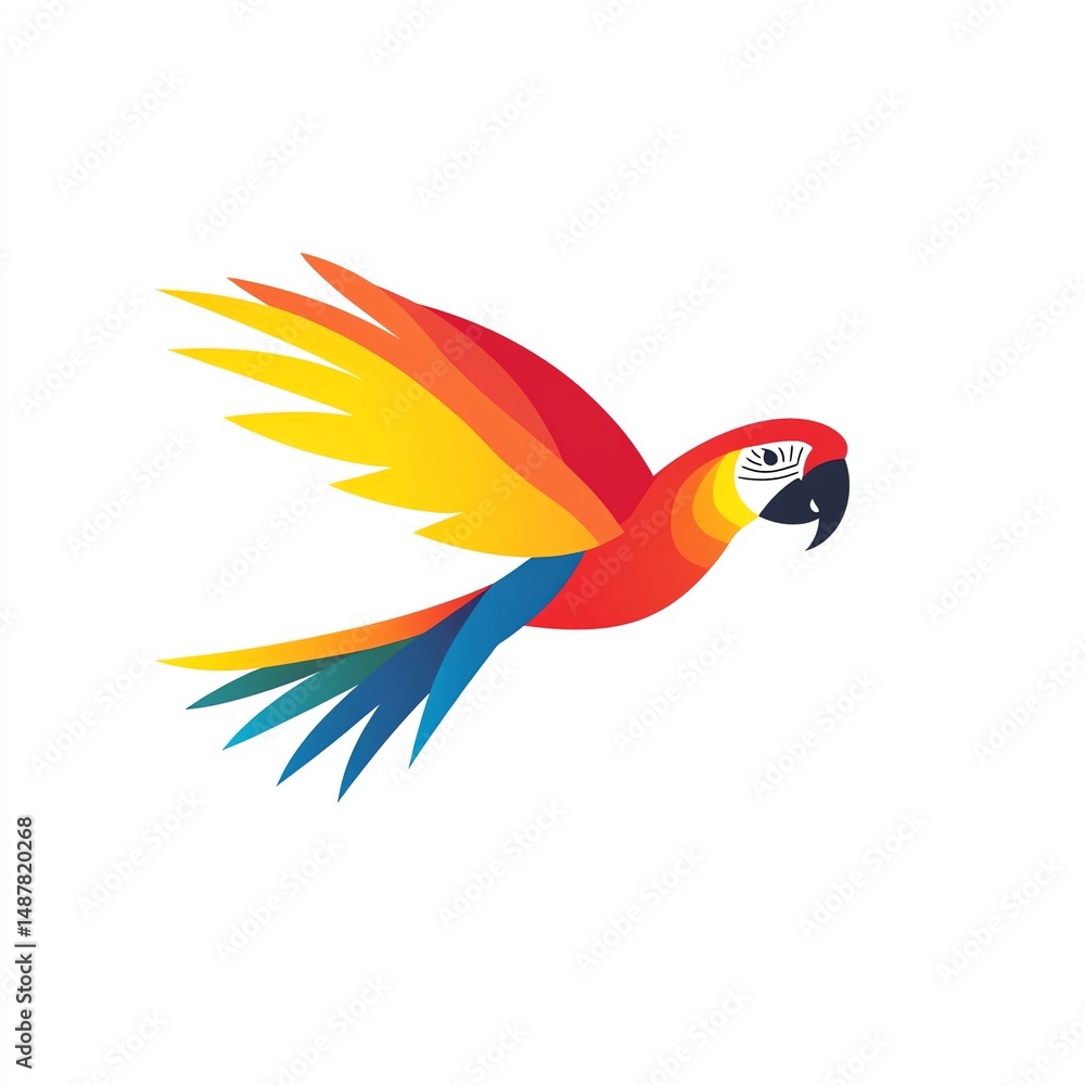 Fototapeta premium Vibrant macaw soaring gracefully with bright colorful feathers in flight