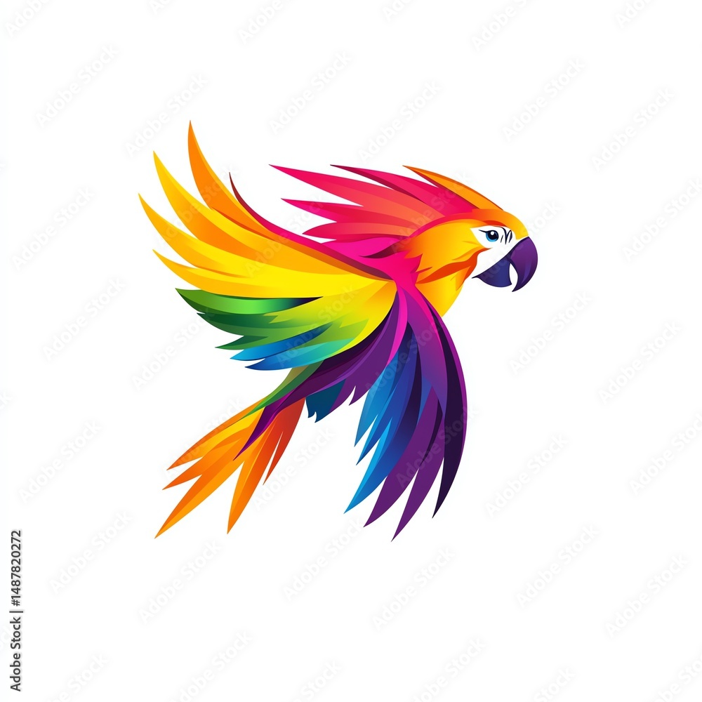 Obraz premium Vibrant representation of a majestic macaw soaring gracefully through space