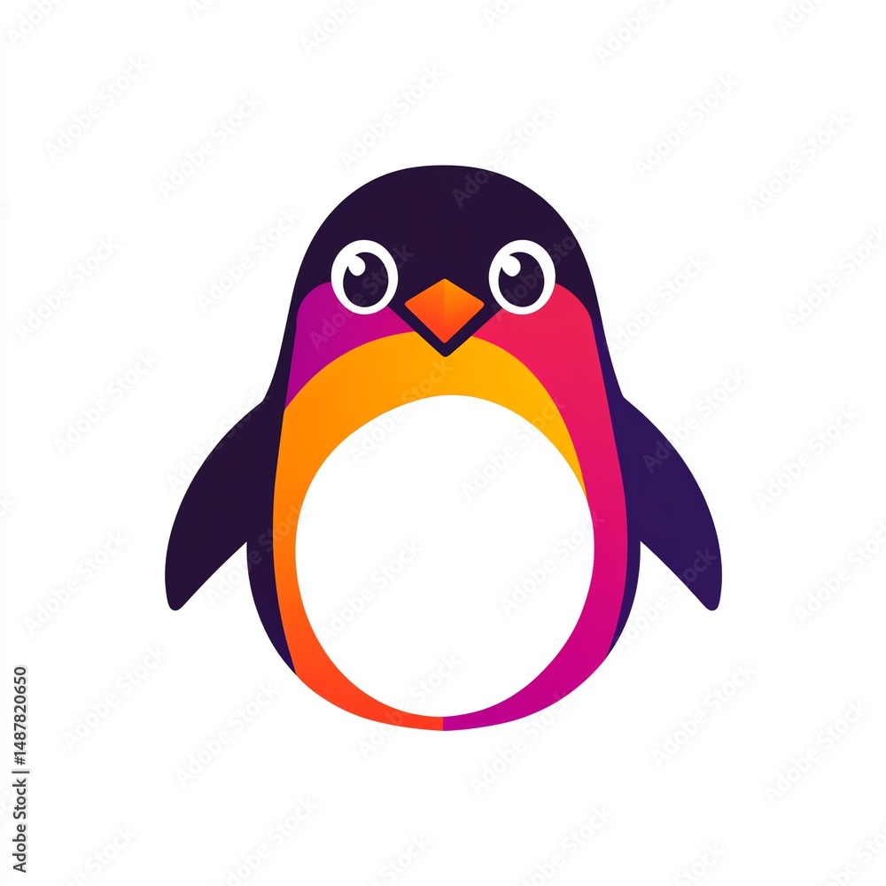 Fototapeta premium Cute animated penguin design featuring vibrant colors and playful expression.