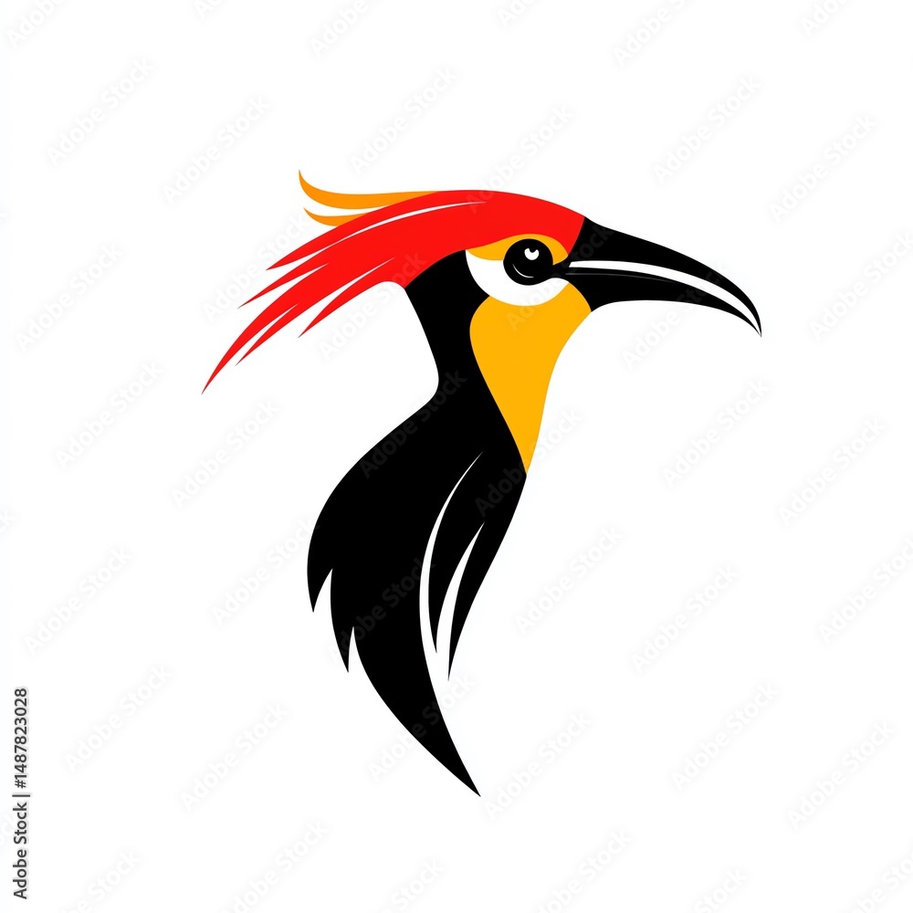 Obraz premium A vibrant minimalist representation of a hornbill showcasing artistry.
