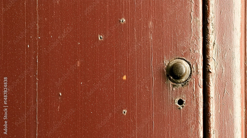 Fototapeta premium Red Door with Old Wood Texture, and Closeup.