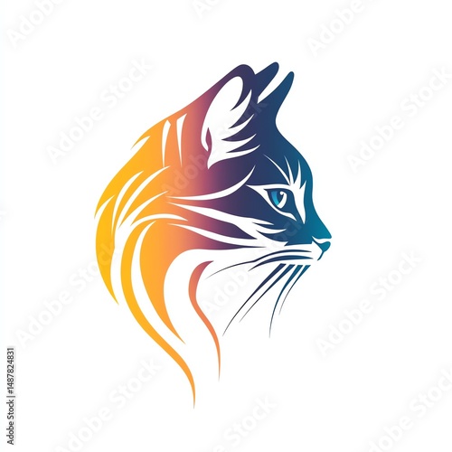 Wallpaper Mural Elegant illustration of a Bengal cat with a colorful silhouette profile view Torontodigital.ca