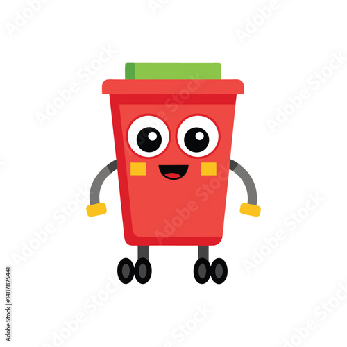 Flat and Minimal Wheelie bin logo vector illustration isolated on white background