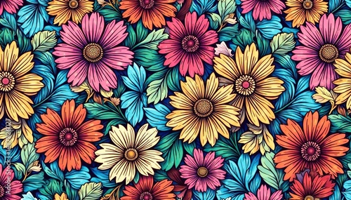 Intricate line art floral design, repeating seamlessly , textile, floral, complex