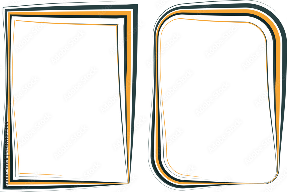 Obraz premium black yellow colorful abstract line art rectangular frames