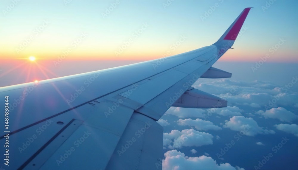 Obraz premium Airplane wing, close-up view showing rivets and metal structure, close-up, texture, detail